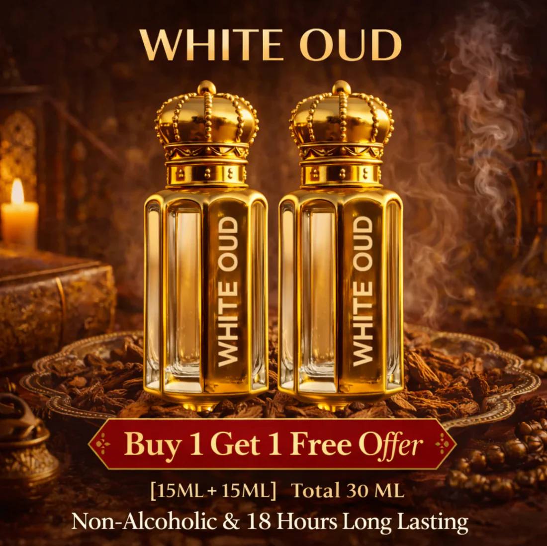 Original White Oud Attar - 15ML + 15 ML (PACK OF 2) (Ramzan Offer)